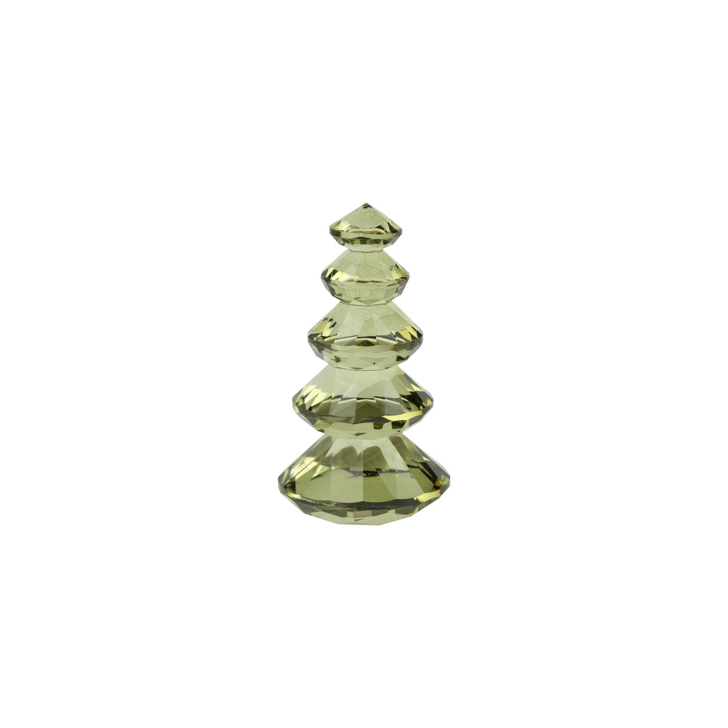 Solid cut Glass tiered tree, pale green, 4.5 in  6