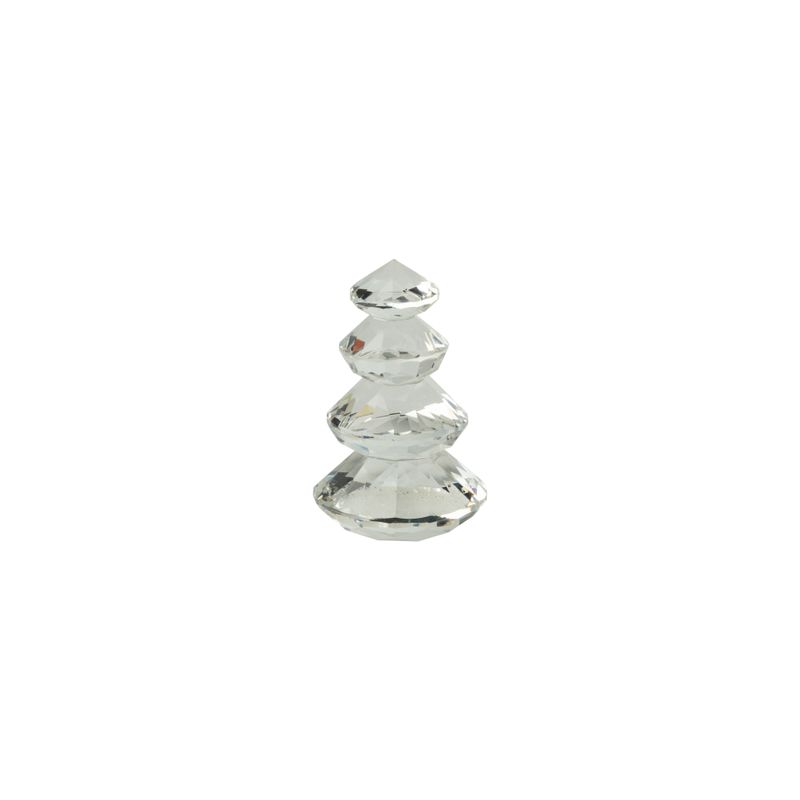 Solid cut glass tiered tree, clear, 3 in  6