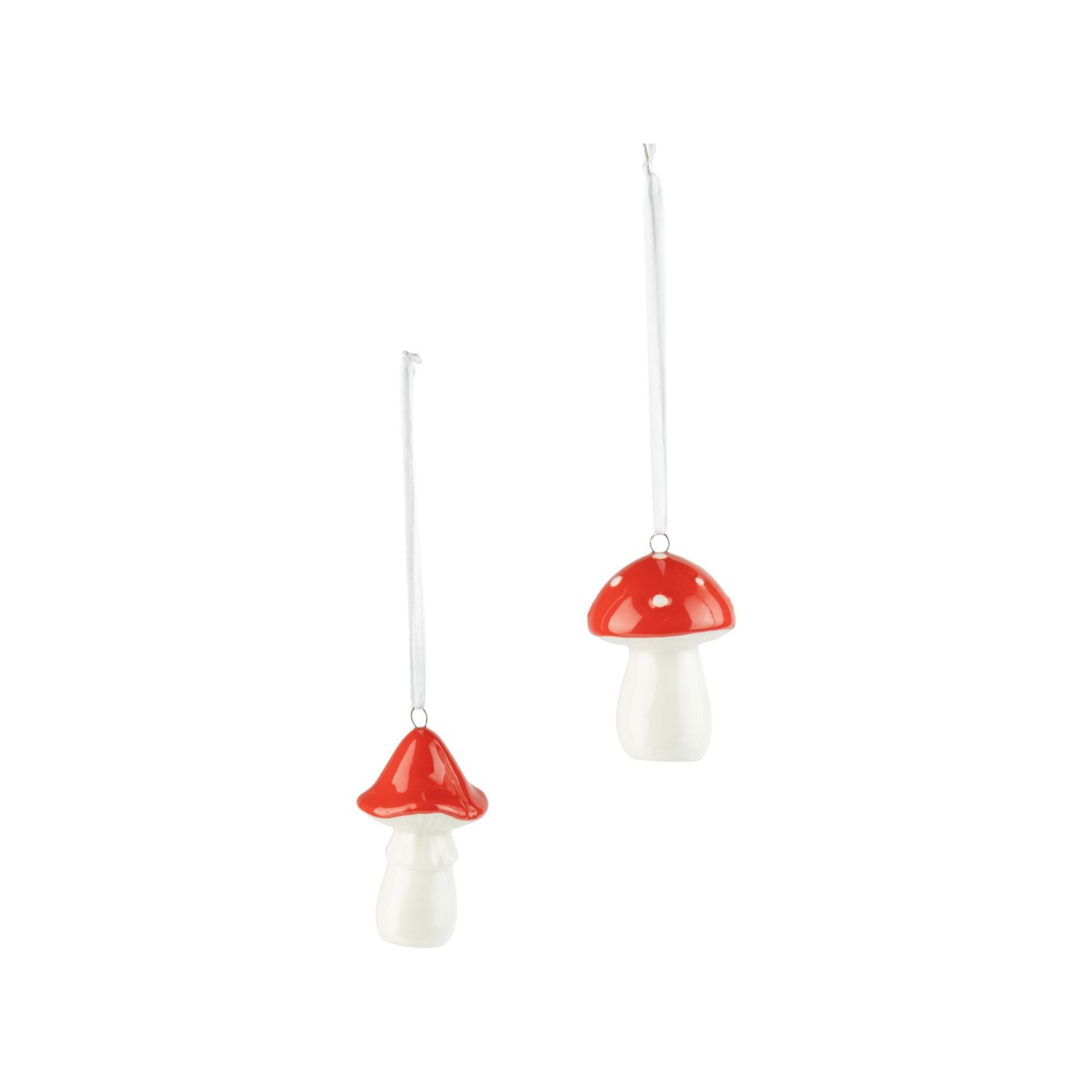 2 Asst&#39;d ceramic mushroom ornaments, 2.5 in  24  -25NP