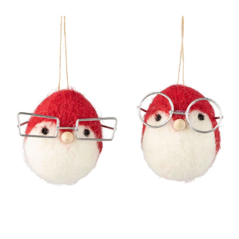 2 Asst&#39;d felt robin with glasses ornament, 3 in  18