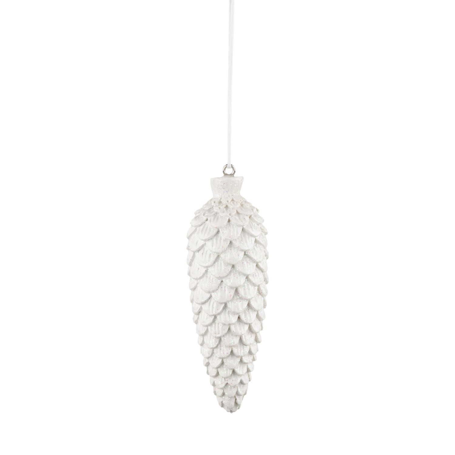 Resin antique white pinecone ornament, 4 in  12
