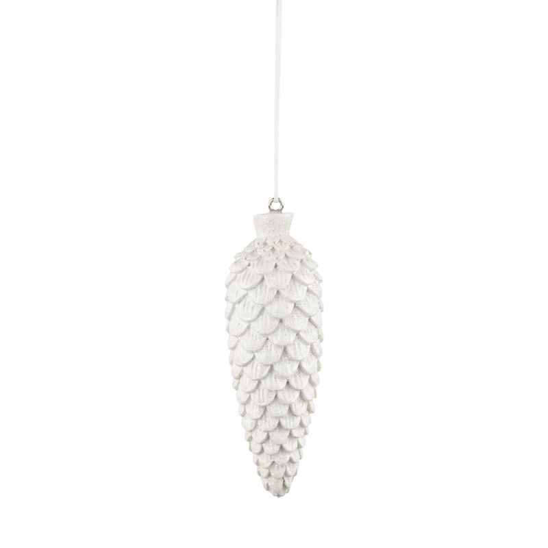Resin antique white pinecone ornament, 4 in  12