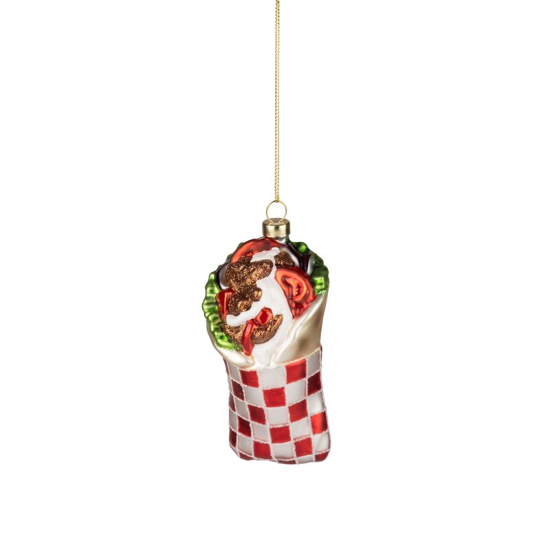 Glass pita wrap ornament, beef and tomatoes, 4 in  6