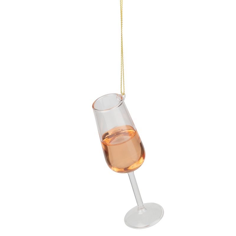 Glass pink champagne ornament, 4 in  12