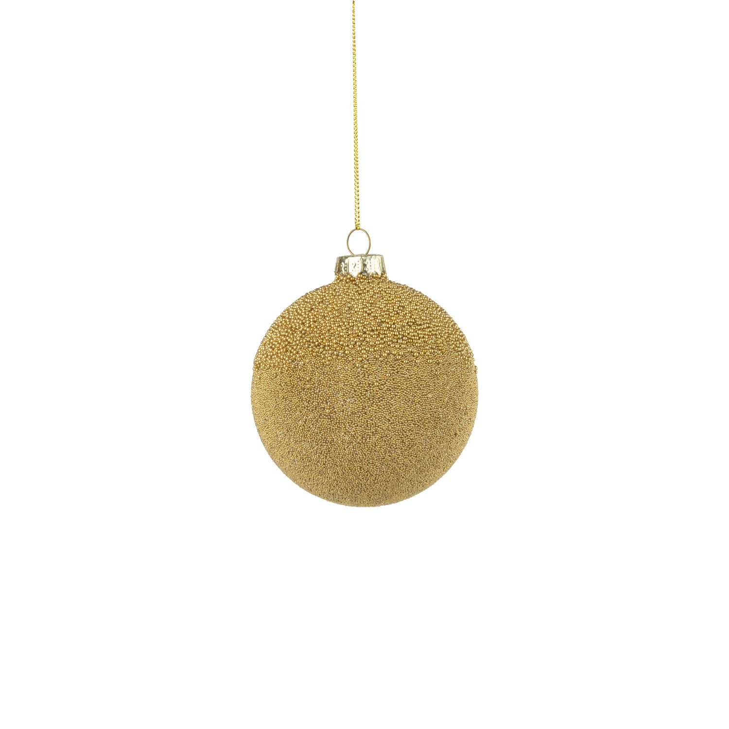 Glass gold beaded ball ornament, 3 in  12