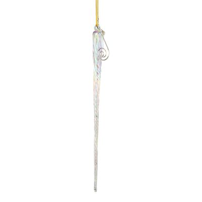 Glass icicle ornament, iridescent swirl, 9.5 in  12
