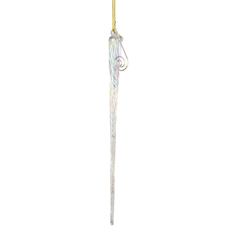 Glass icicle ornament, iridescent swirl, 9.5 in  12