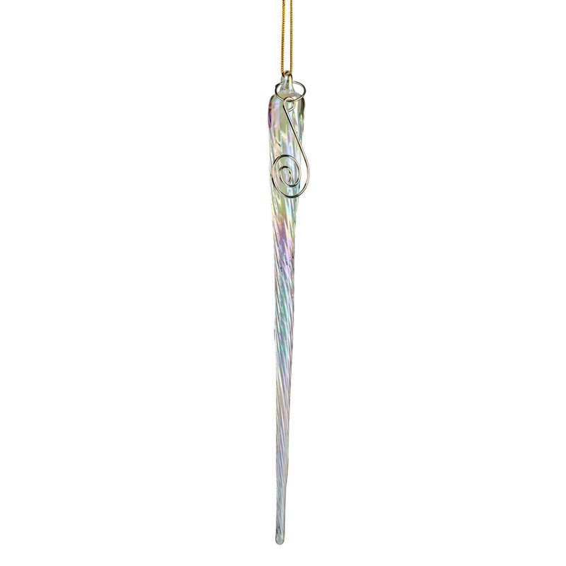 Glass icicle ornament, iridescent swirl, 7.75 in  12