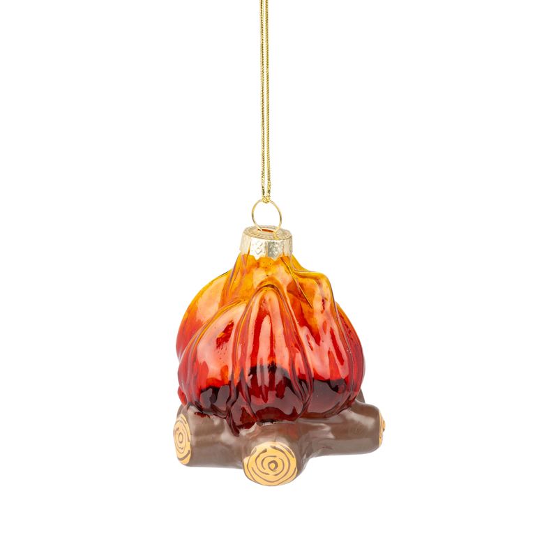 Glass flame on log ornament, 3 in  6