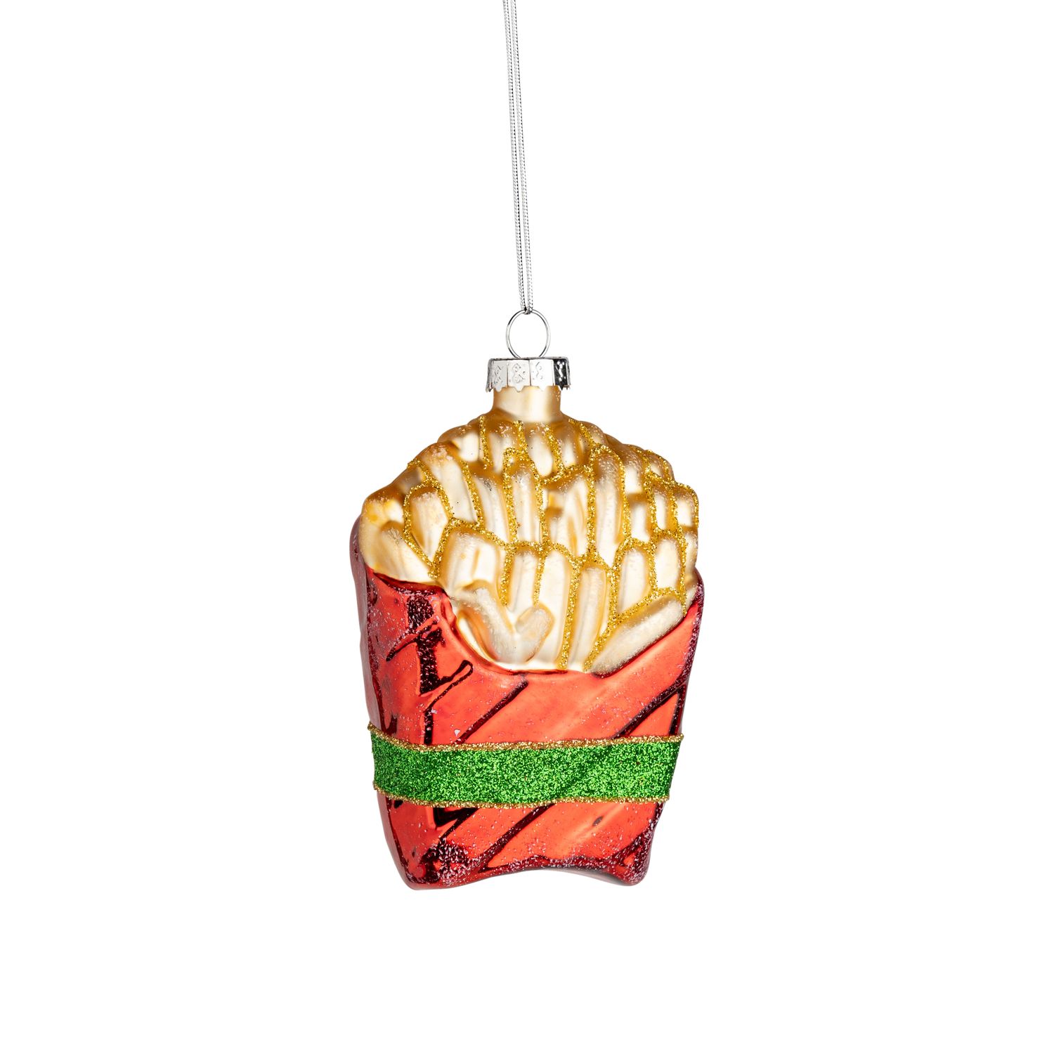 Glass french fry in red box ornament, 3.5 in  6