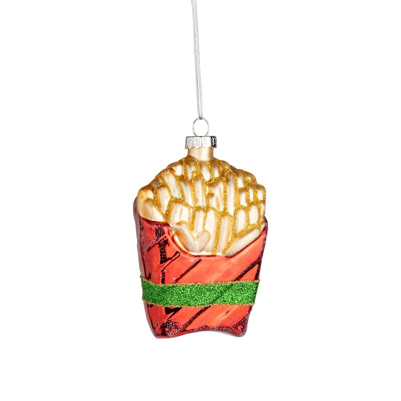 Glass french fry in red box ornament, 3.5 in  6