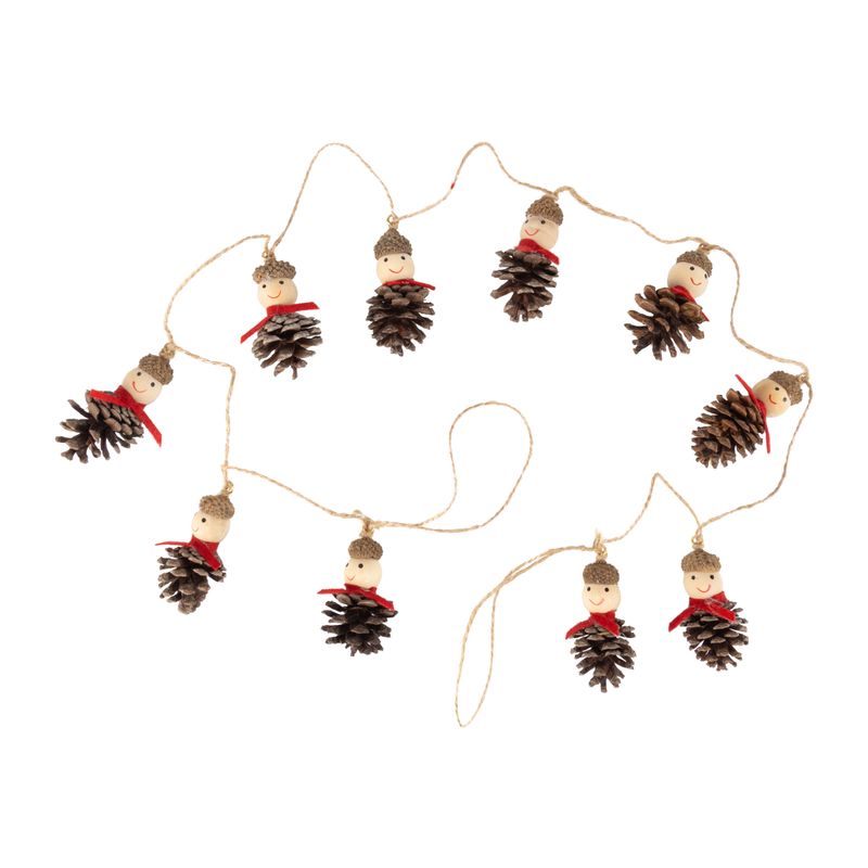 Pinecone and acorn top Santa garland, 51 in  8