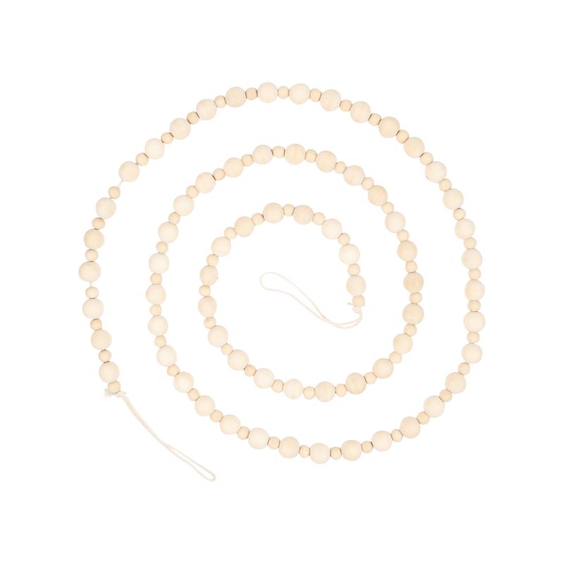 Natural wood bead garland, multi size beads, 70 in  12
