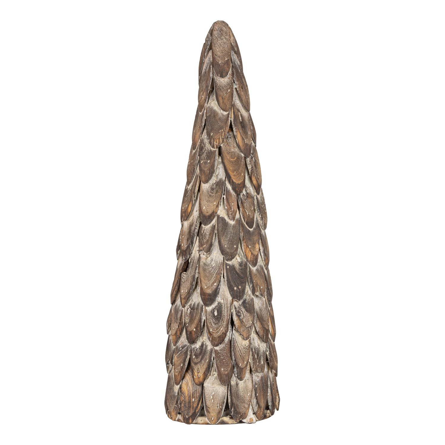 Wood tree table piece, espresso brown individually placed scalloped oval branches with a light surface glitter, 20 in  2