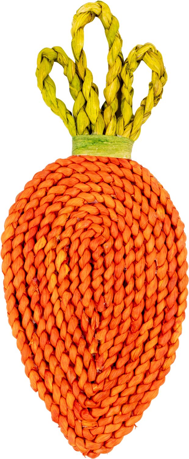 Cord carrot decoration/table piece, orange with green braided cord stem, 14.5 in  6       