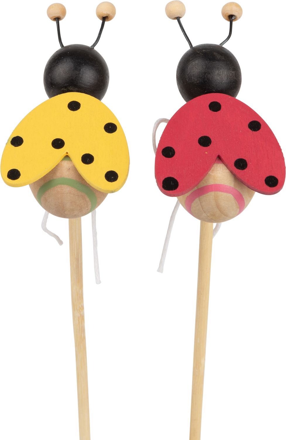 2 Asst&#39;d wood ladybug basket/flower pot picks, red and yellow, 10 in  24       