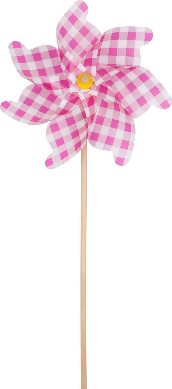 Pink plastic pinwheel with white polka dots, 36 in  12