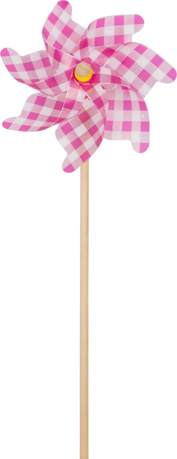 Pink plastic pinwheel with white polka dots, 21 in  24       