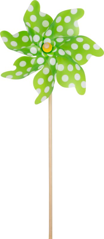 Green plastic pinwheel with white polka dots, 36 in  12       