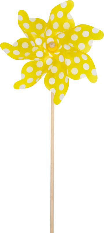 Yellow plastic pinwheel with white polka dots, 36 in  12       