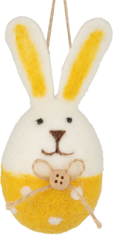 Felt bunny ornament, yellow base, jute bow, 4 in  12       