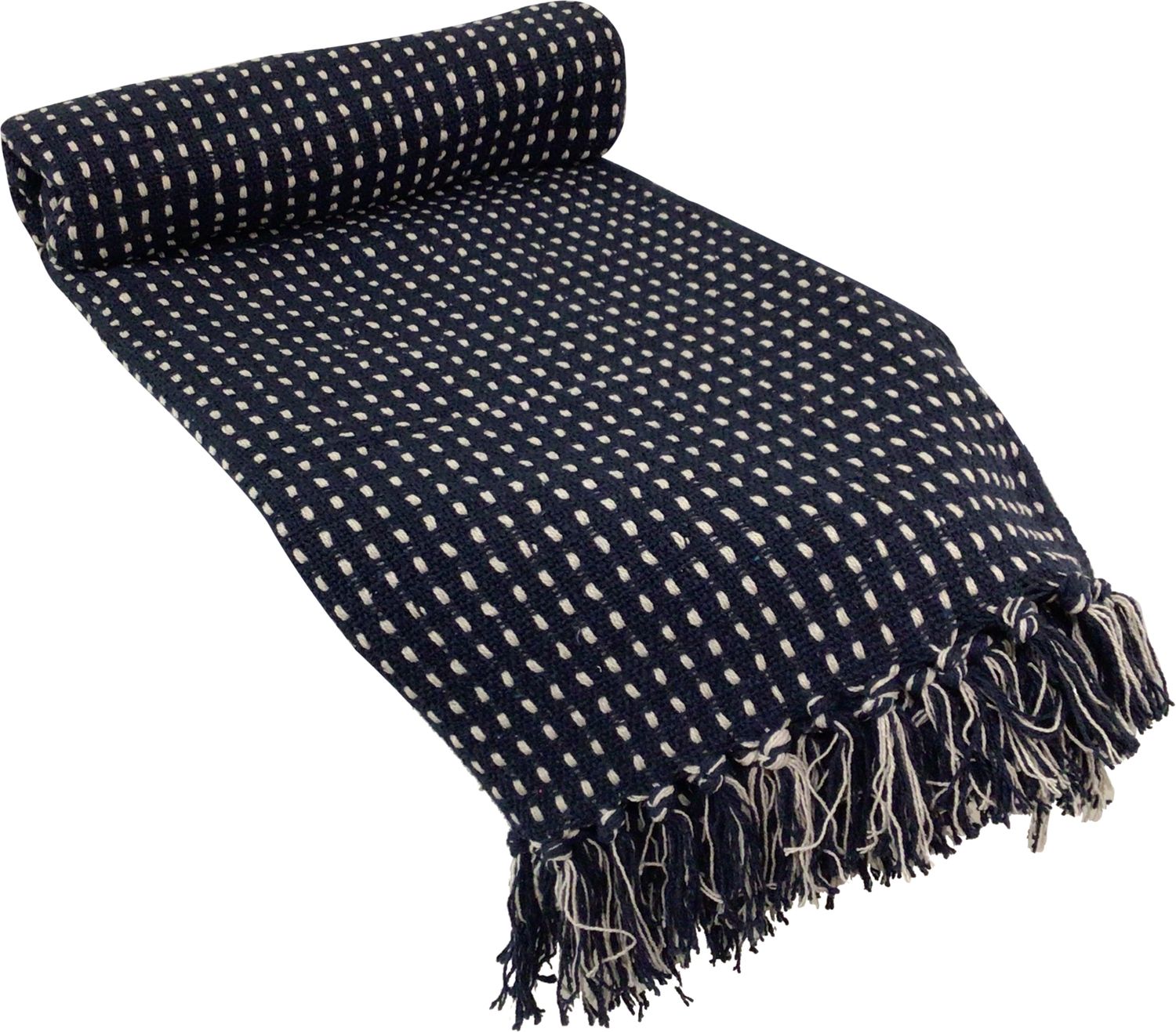Pick stitch woven  throw, navy blue 80% cotton, 20% polyester, 50x60 in  4              