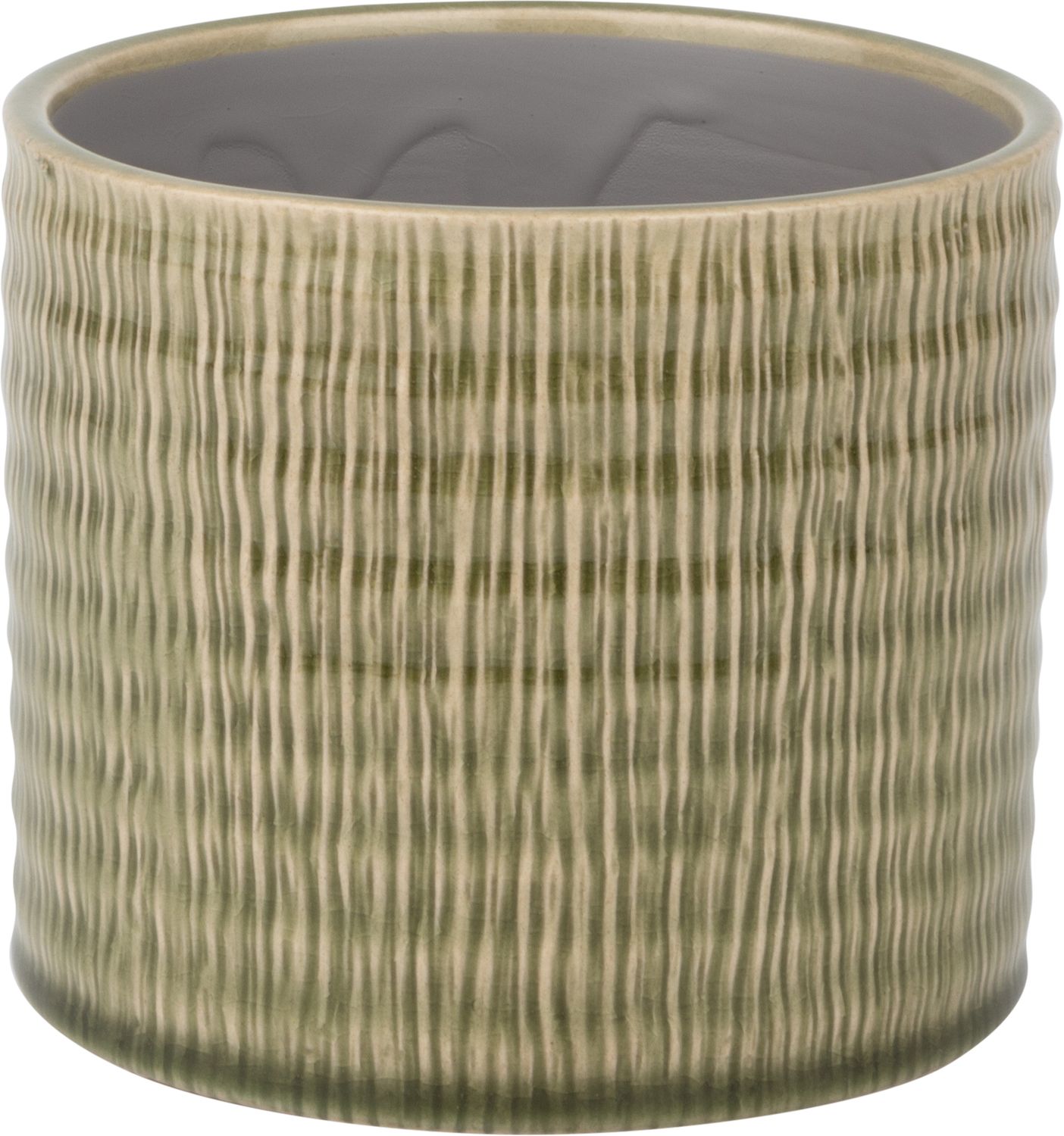 Textured linen pattern ceramic pot cover, pale green, 4.75x4.75x4 in  8              
