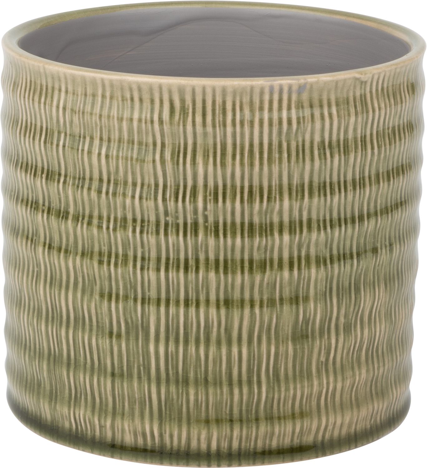 Textured linen pattern ceramic pot cover, pale green, 5.5x5.5x5 in  6              