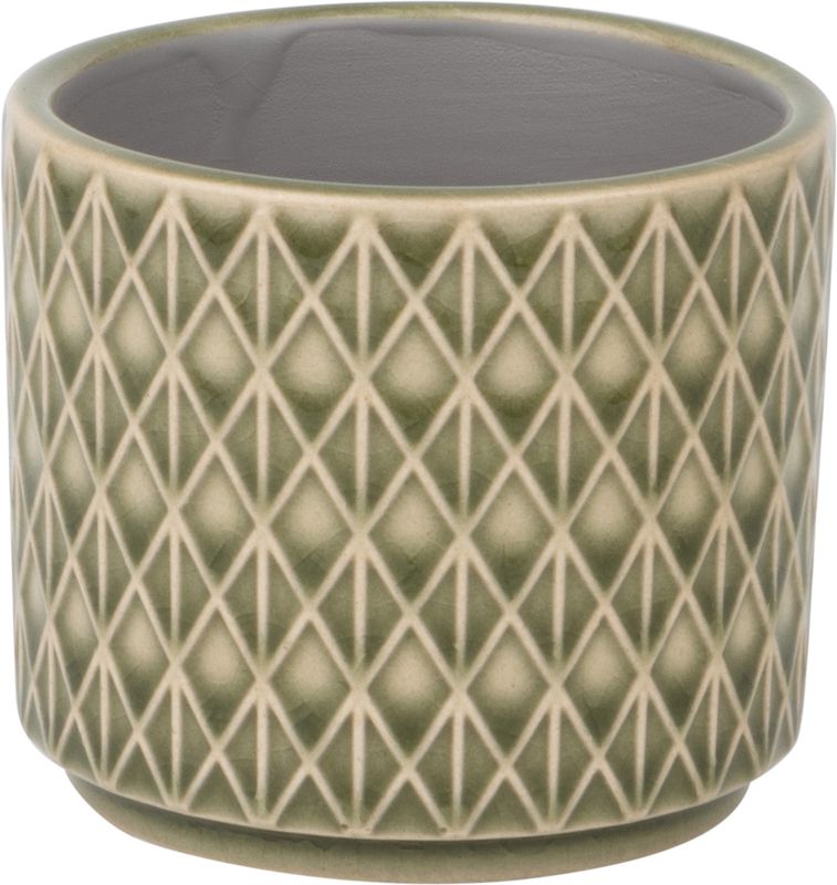 Diamond pattern ceramic pot cover, pale green, 3x3x2.75 in  8              
