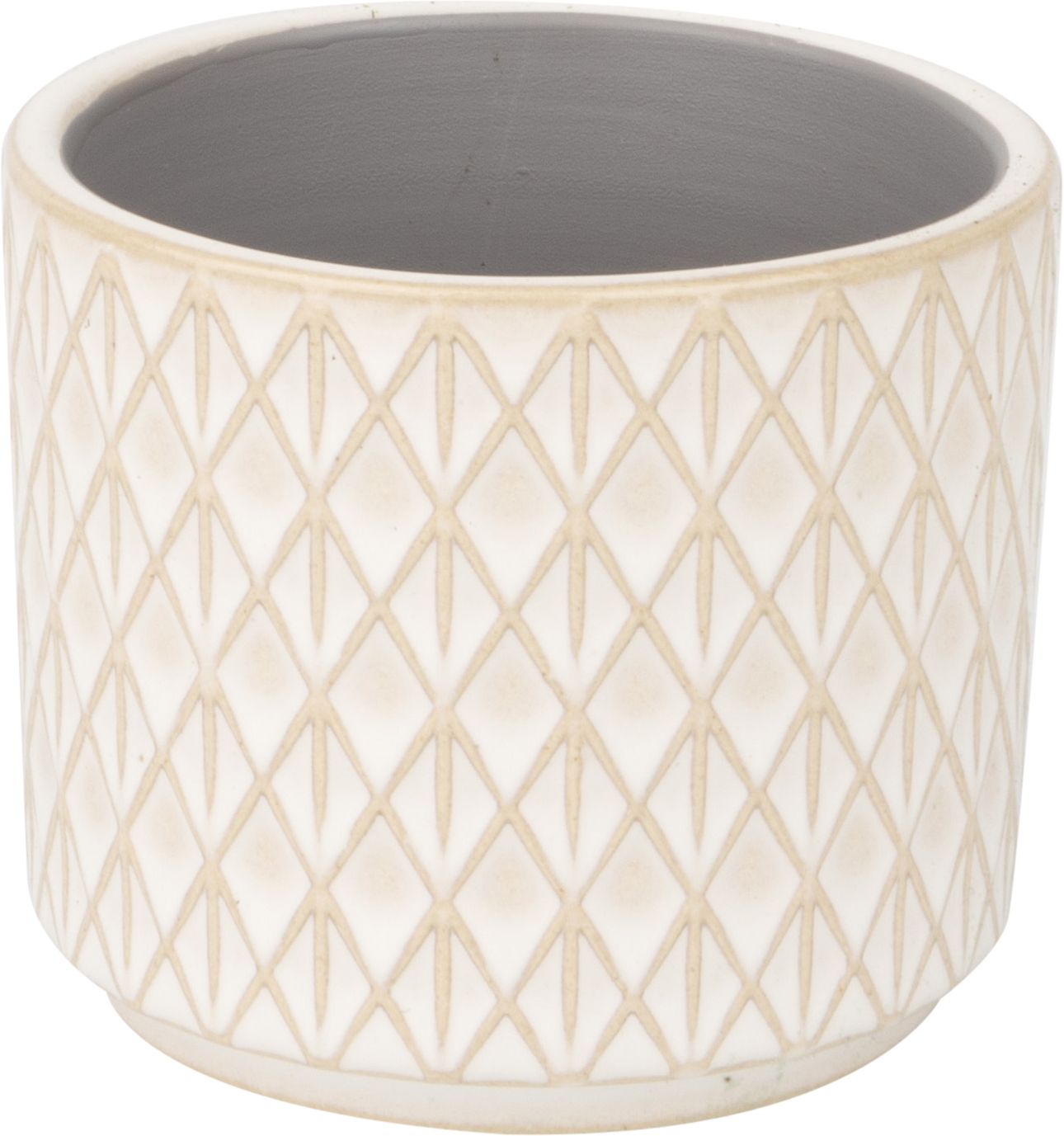 Diamond pattern ceramic pot cover, pale off white beige, 3x3x2.75 in  8              