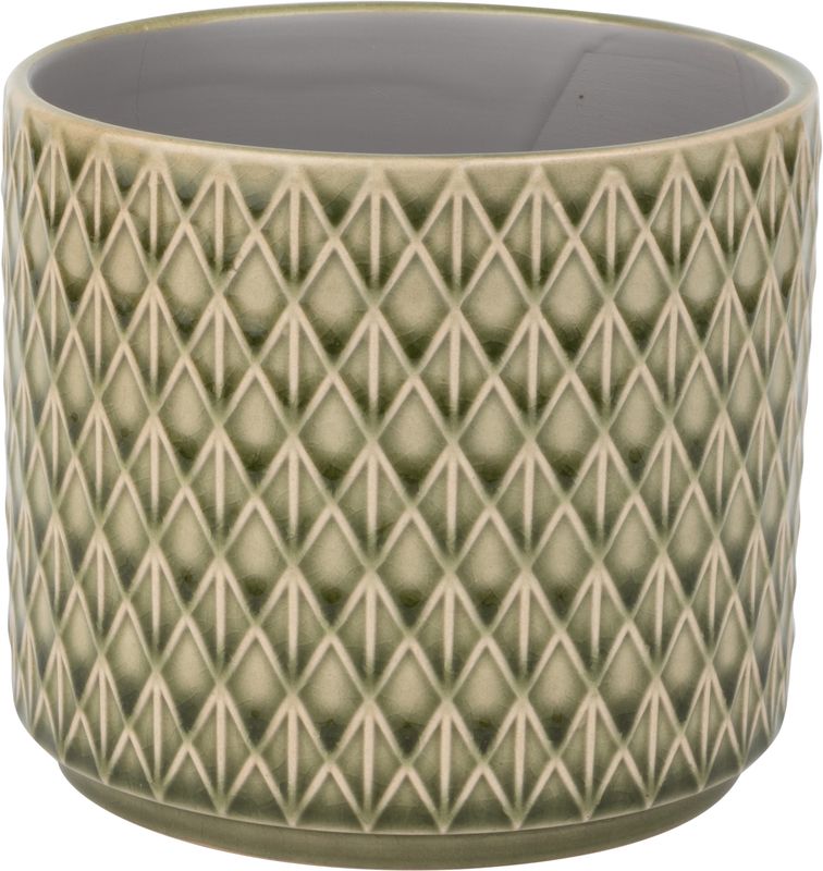Diamond pattern ceramic pot cover, pale green, 5.5x5.5x5 in  6              