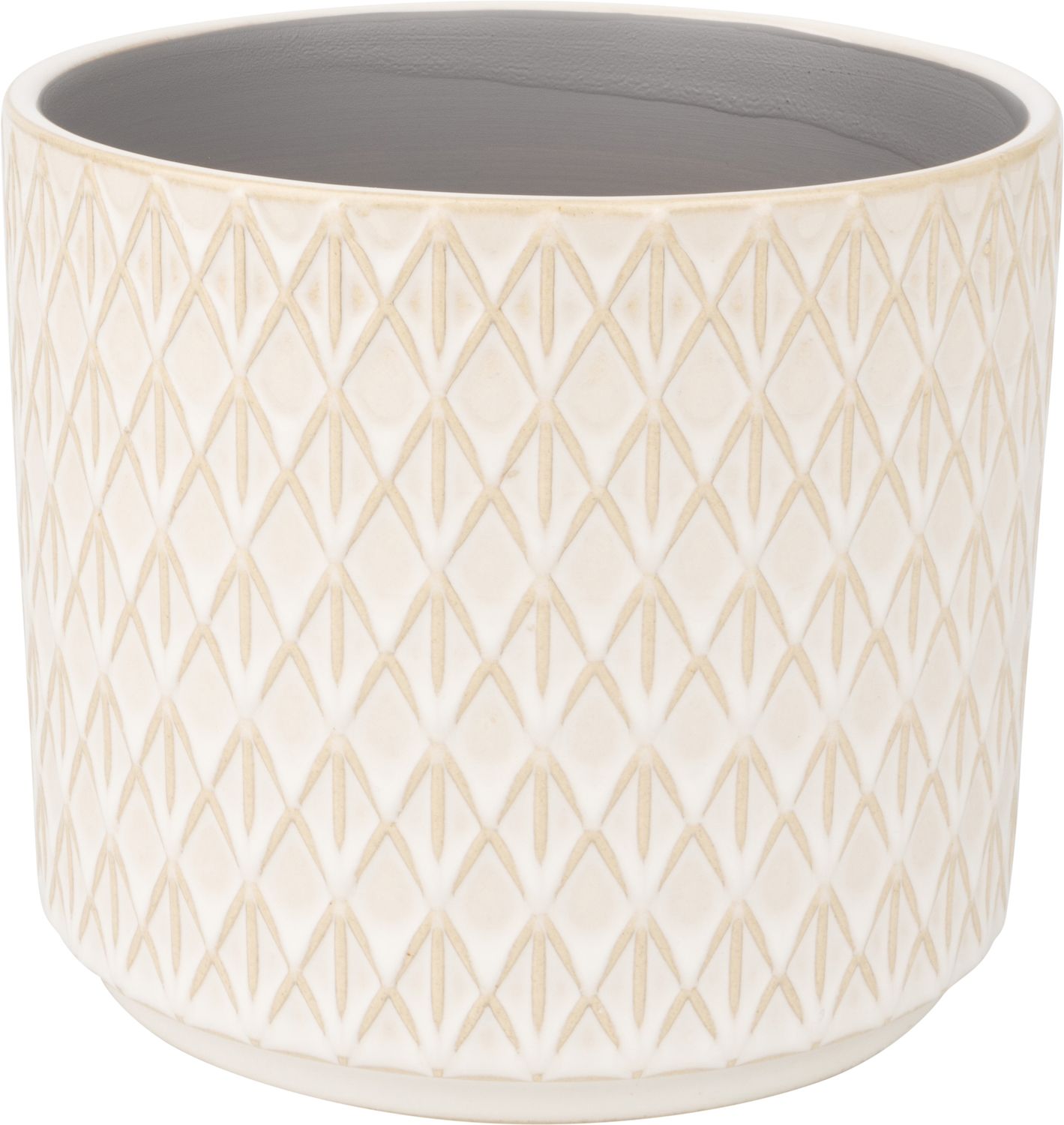 Diamond pattern ceramic pot cover, pale off white beige, 5.5x5.5x5 in  6              