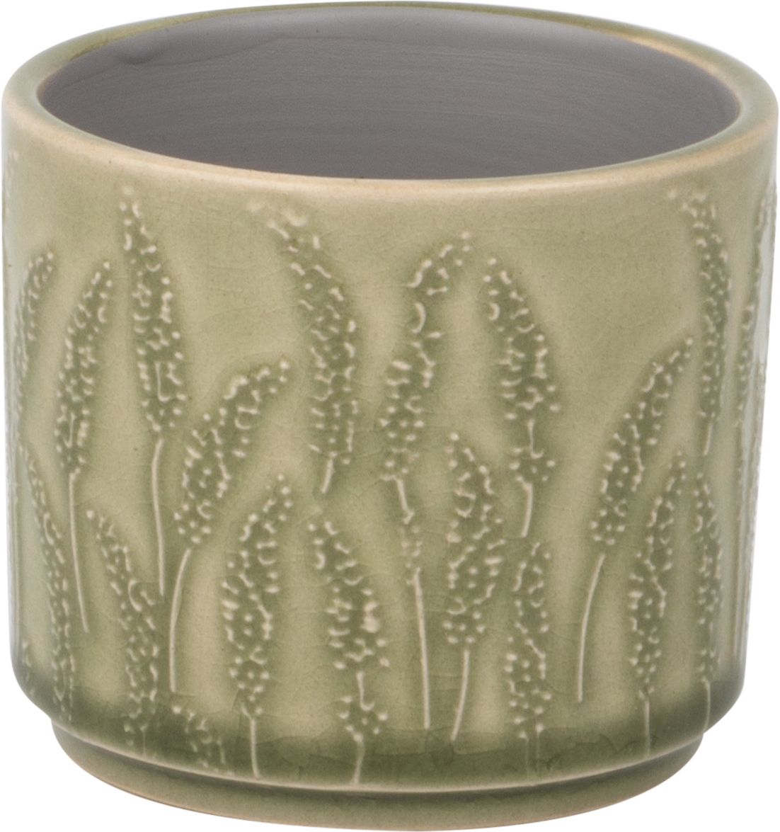 Floral stem pattern ceramic pot cover, pale green, 3x3x2.75 in  8                     