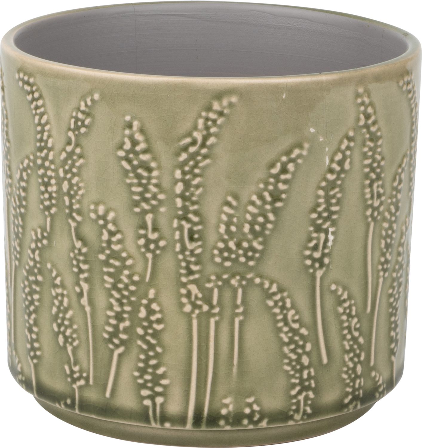 Floral stem pattern ceramic pot cover, pale green, 5x5x5 in  6              