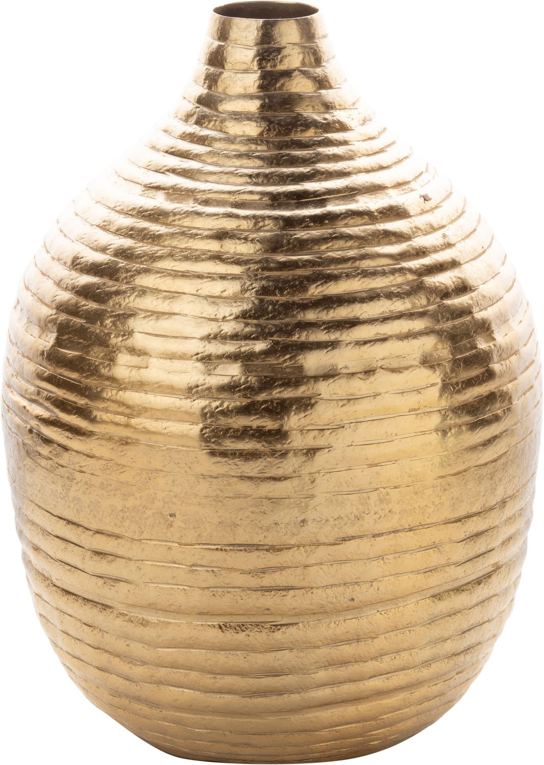 Hammered aluminum round decorative vase, gold finish, 8.5x11 in  2           