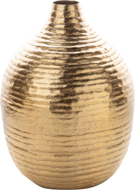 Hammered aluminum round decorative vase, gold finish, 8.5x11 in  2           