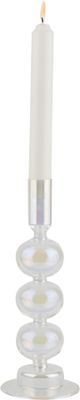 Clear iridescent candlestick, blown glass, 10 in  6              