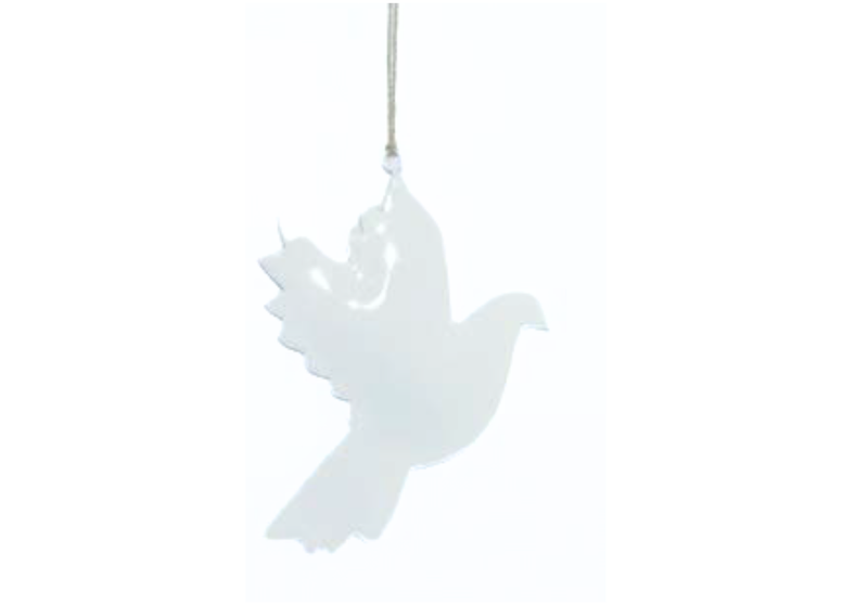 White enamel flying bird ornament, 3 in  24