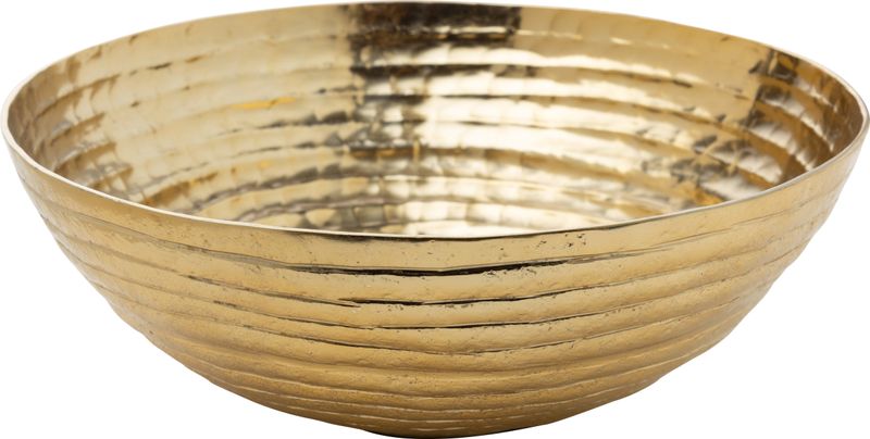Hammered aluminum decorative bowl, gold finish, 9x3 in  2           