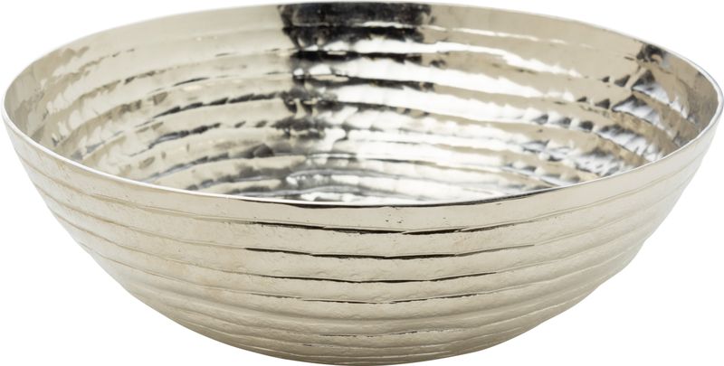 Hammered aluminum decorative bowl, silver finish, 9x3 in  2           