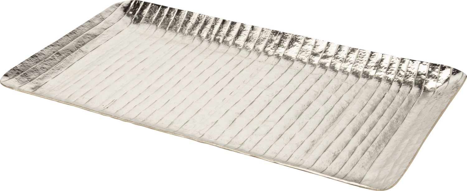 Hammered aluminum rectangular decorative tray, silver finish, 14x7.5 in  4           