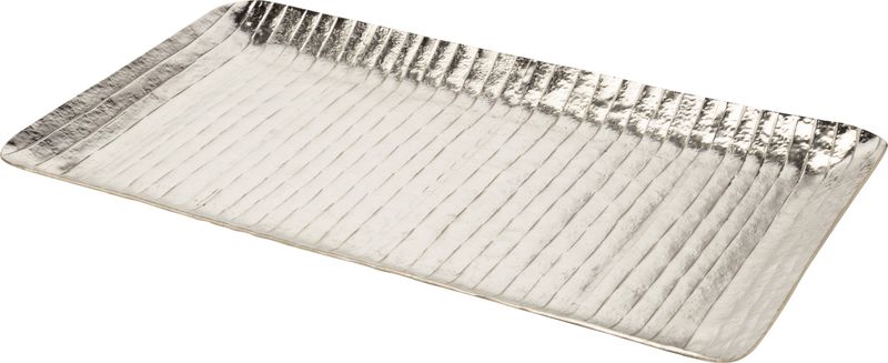 Hammered aluminum rectangular decorative tray, silver finish, 14x7.5 in  4           