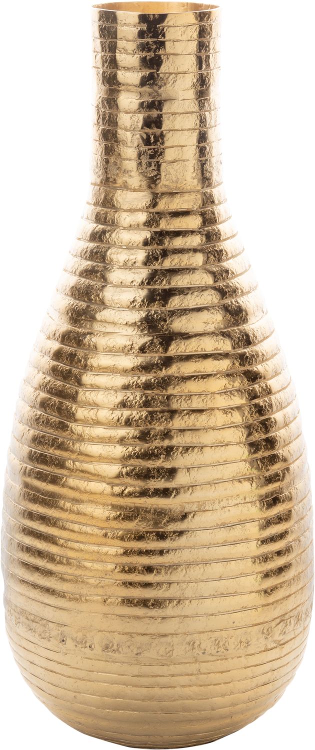 Hammered aluminum tall vase gold finish, 15.5x6 in  2           