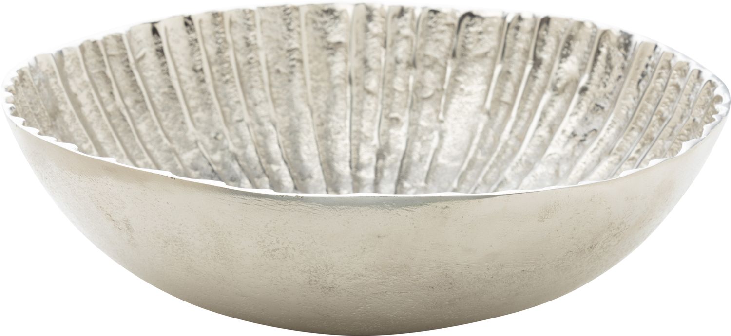 Interior rib cast aluminum decorative bowl, silver finish, 12x3.5 in  2           