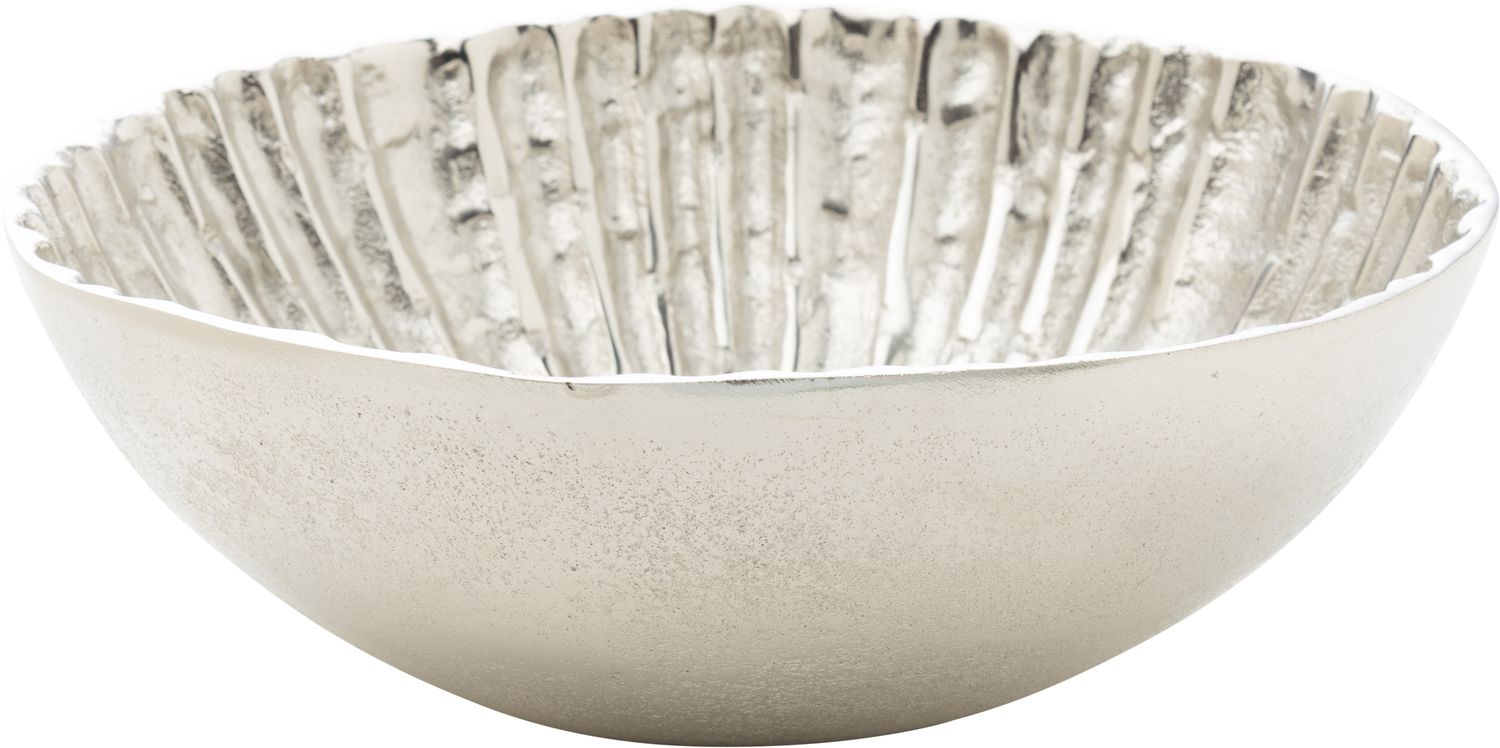 Interior rib cast aluminum decorative bowl, silver finish, 8.5x3 in  4           