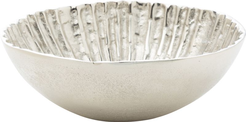 Interior rib cast aluminum decorative bowl, silver finish, 8.5x3 in  4           
