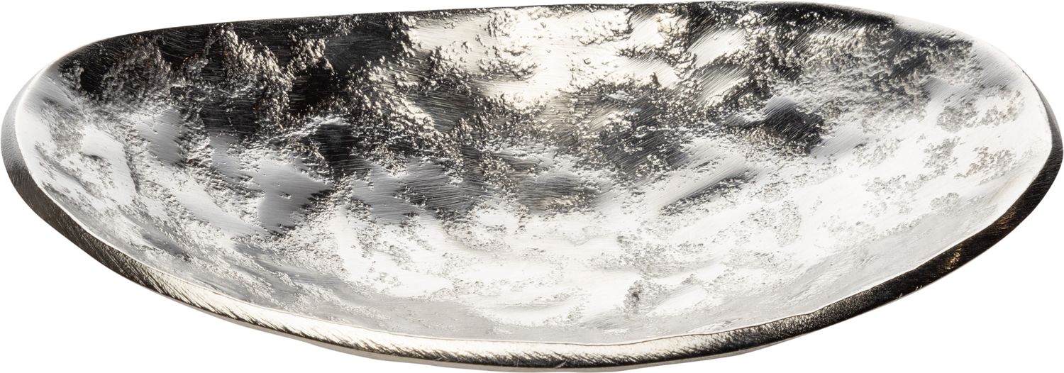 Free form cast aluminum oval decorative dish, silver finish, 7x4.75 in  4           
