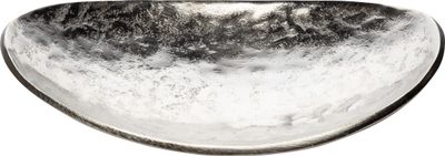 Free form cast aluminum oval decorative dish, silver finish, 10 in  2           