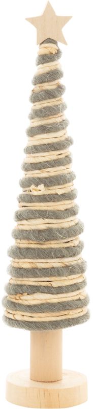 Wrapped felt and cord table top tree on wood base, dark green felt, star top, 11 in  6