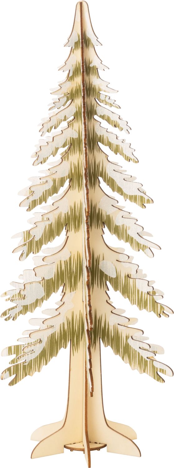 Printed wood collapsible table top fir trees, printed green and white boughs, 15 in  6